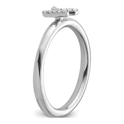 14K White Gold 1/20 ct tw Diamond Stackable Initial K Ring – view 6