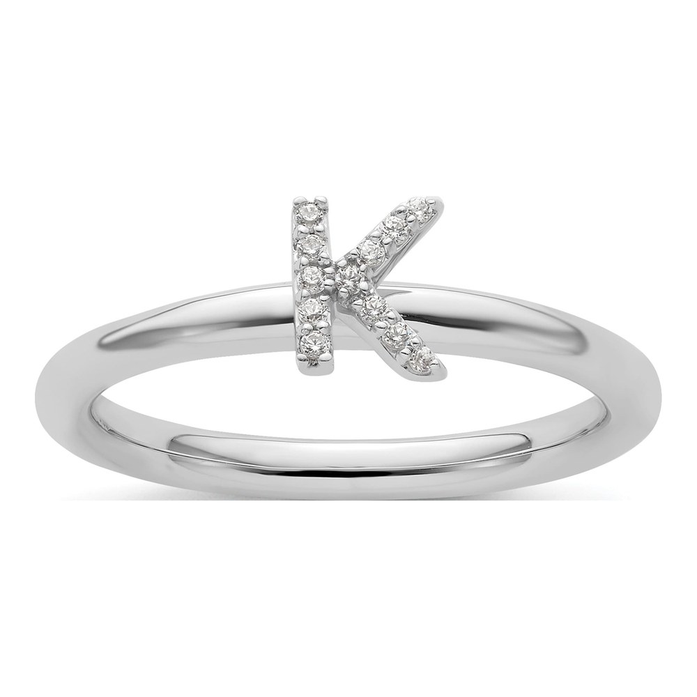 14K White Gold 1/20 ct tw Diamond Stackable Initial K Ring