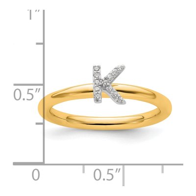 14K Yellow Gold 1/20 ct tw Diamond Stackable Initial K Ring – view 2