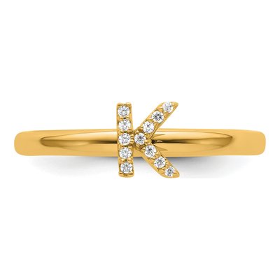14K Yellow Gold 1/20 ct tw Diamond Stackable Initial K Ring – view 4