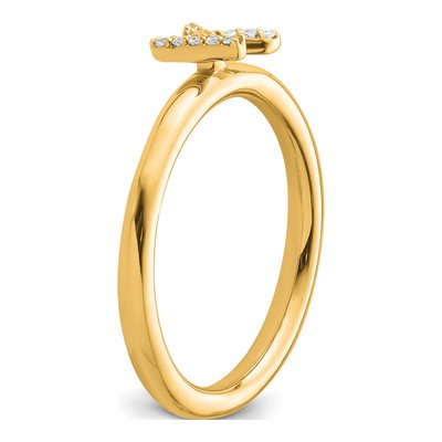 14K Yellow Gold 1/20 ct tw Diamond Stackable Initial K Ring – view 6