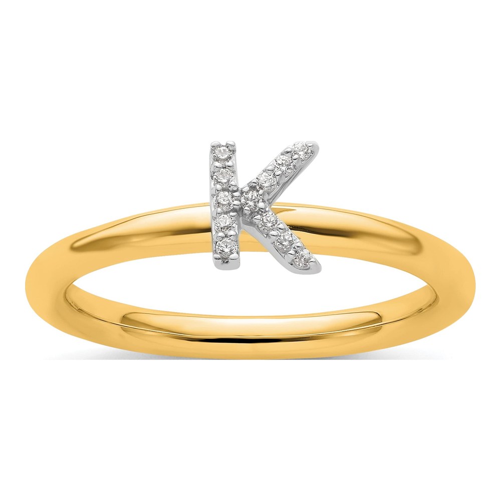 14K Yellow Gold 1/20 ct tw Diamond Stackable Initial K Ring