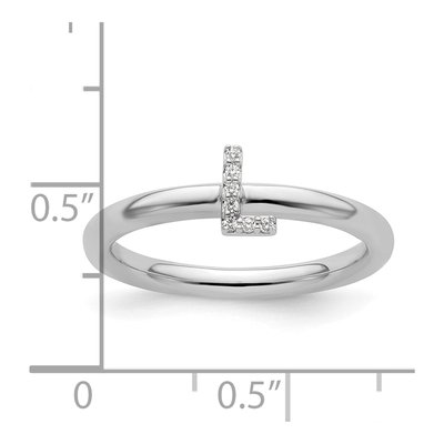 14K White Gold Diamond Initial L Ring – view 2