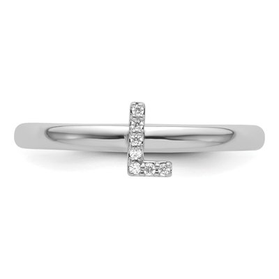 14K White Gold Diamond Initial L Ring – view 4