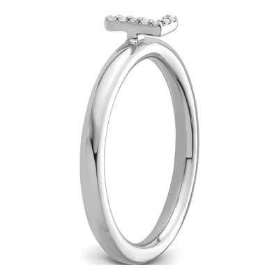 14K White Gold Diamond Initial L Ring – view 6