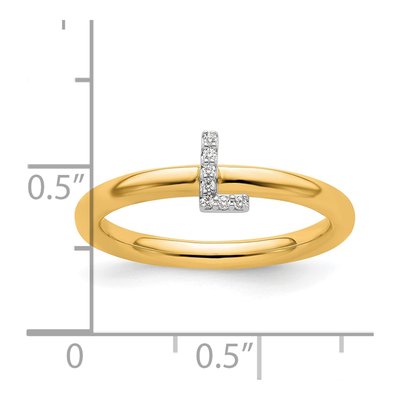 14K Yellow Gold Diamond Stackable Initial L Ring – view 2