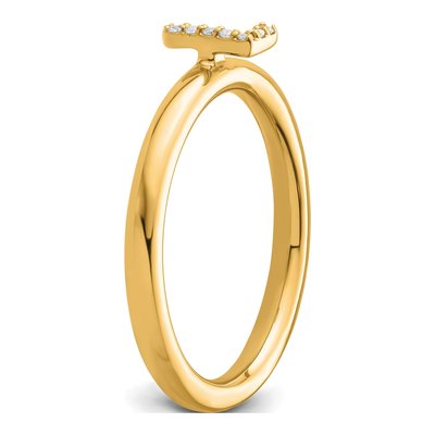 14K Yellow Gold Diamond Stackable Initial L Ring – view 6