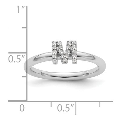 14K White Gold 1/10 ct tw Stackable Diamond Initial M Ring – view 2