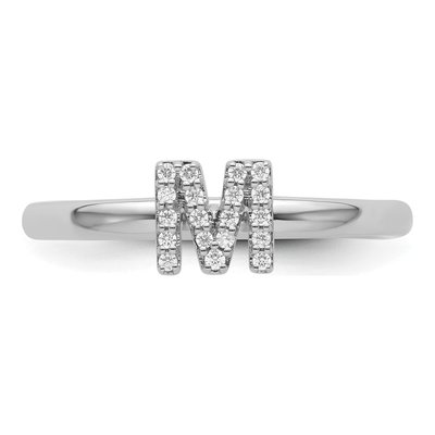14K White Gold 1/10 ct tw Stackable Diamond Initial M Ring – view 4