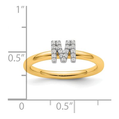 14K Yellow Gold 1/10 ct tw Diamond Stackable Initial M Ring – view 3