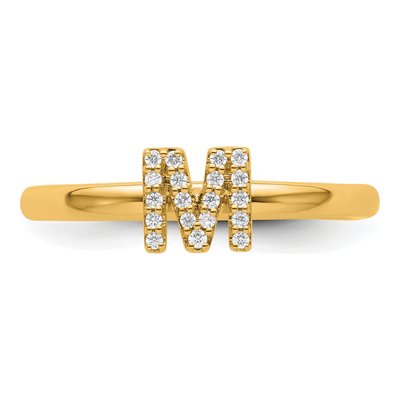 14K Yellow Gold 1/10 ct tw Diamond Stackable Initial M Ring – view 5