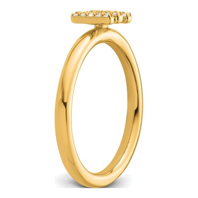 14K Yellow Gold 1/10 ct tw Diamond Stackable Initial M Ring – view 7