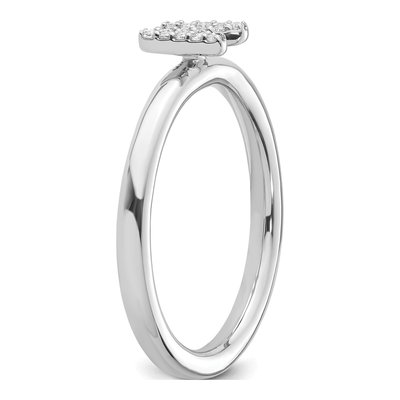 14K White Gold 1/15 ct tw Diamond Stackable Initial N Ring – view 6