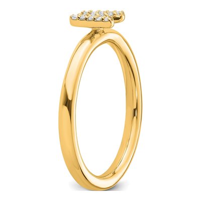 14K Yellow Gold 1/15 ct tw Diamond Stackable Initial N Ring – view 7