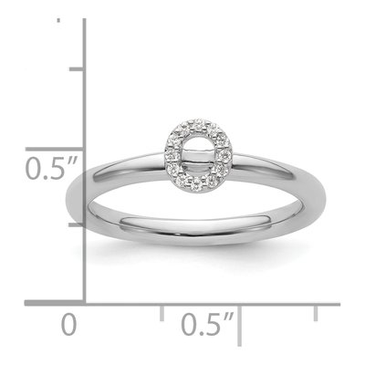 14K White Gold 1/20 ct tw Diamond Stackable Initial O Ring – view 2