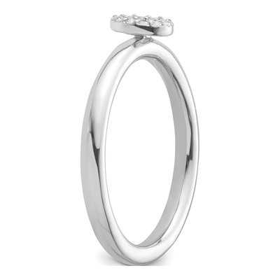 14K White Gold 1/20 ct tw Diamond Stackable Initial O Ring – view 6