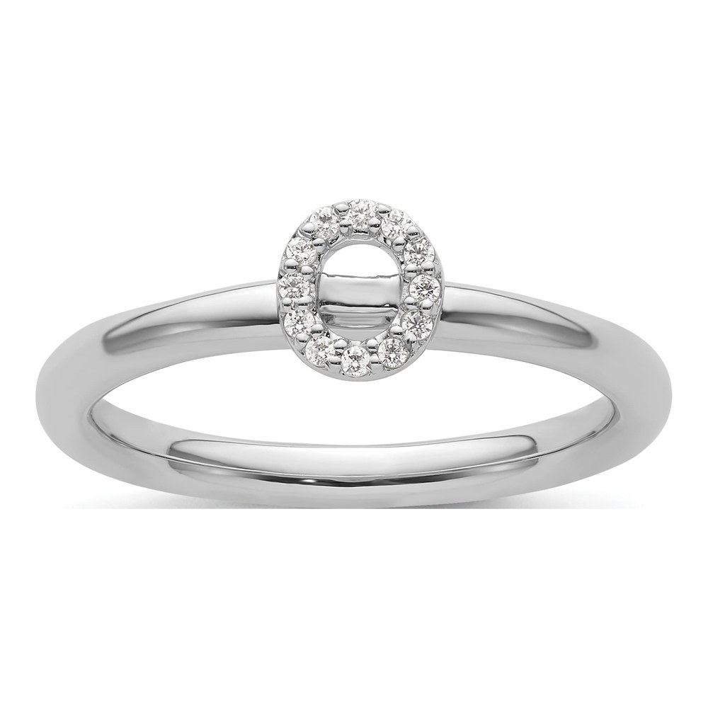 14K White Gold 1/20 ct tw Diamond Stackable Initial O Ring