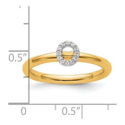 14K Yellow Gold 1/20 ct tw Diamond Stackable Initial O Ring – view 2