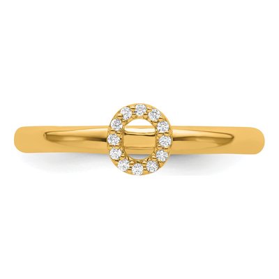 14K Yellow Gold 1/20 ct tw Diamond Stackable Initial O Ring – view 4