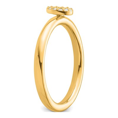 14K Yellow Gold 1/20 ct tw Diamond Stackable Initial O Ring – view 6