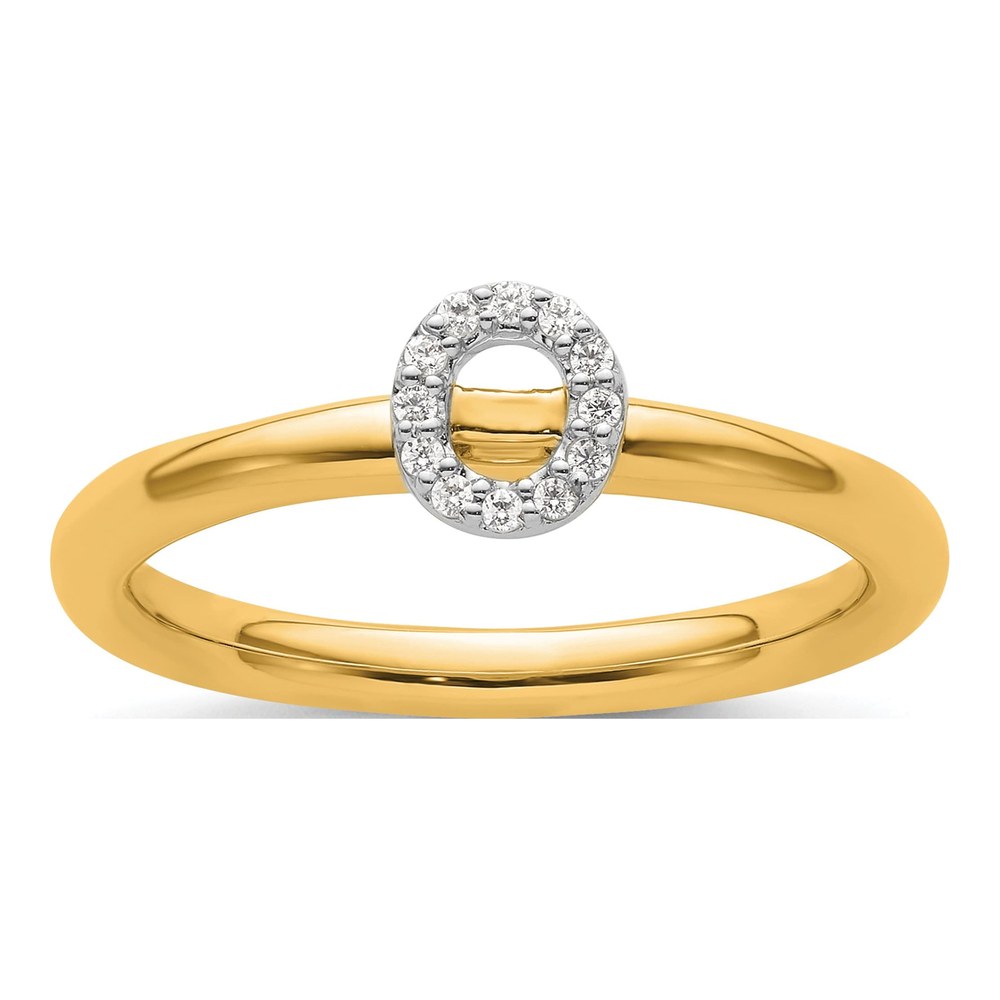 14K Yellow Gold 1/20 ct tw Diamond Stackable Initial O Ring