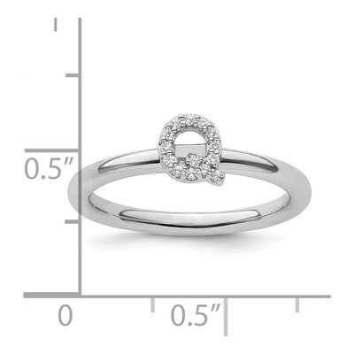 14K White Gold 1/15 ct tw Diamond Initial Q Ring – view 2