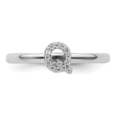 14K White Gold 1/15 ct tw Diamond Initial Q Ring – view 4