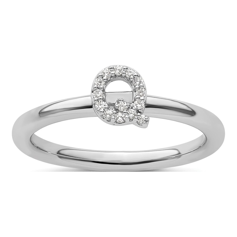 14K White Gold 1/15 ct tw Diamond Initial Q Ring