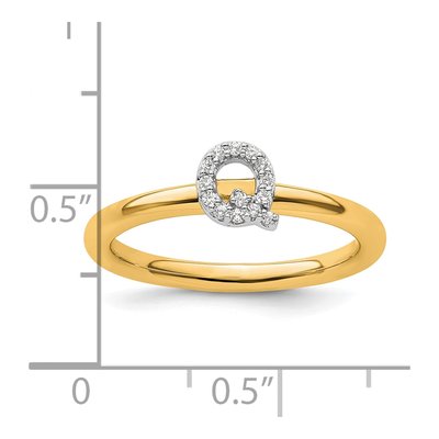 14K Yellow Gold 1/15 ct tw Diamond Stackable Initial Q Ring – view 2