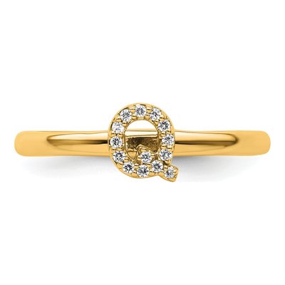 14K Yellow Gold 1/15 ct tw Diamond Stackable Initial Q Ring – view 4