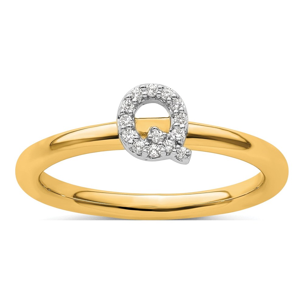 14K Yellow Gold 1/15 ct tw Diamond Stackable Initial Q Ring