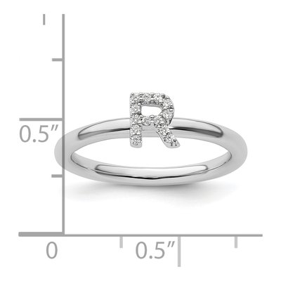 14K White Gold 1/15 ct tw Diamond Initial R Ring – view 2