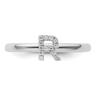 14K White Gold 1/15 ct tw Diamond Initial R Ring – view 4