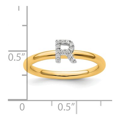 14K Yellow Gold 1/15 ct tw Diamond Initial R Ring – view 2