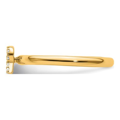 14K Yellow Gold 1/15 ct tw Diamond Initial R Ring – view 3