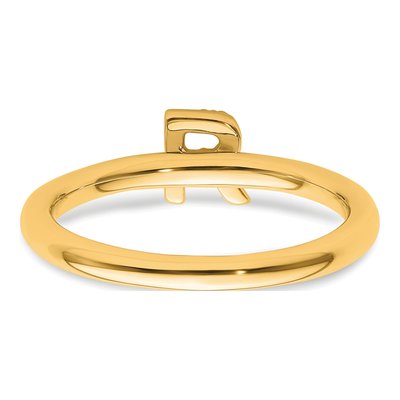 14K Yellow Gold 1/15 ct tw Diamond Initial R Ring – view 5