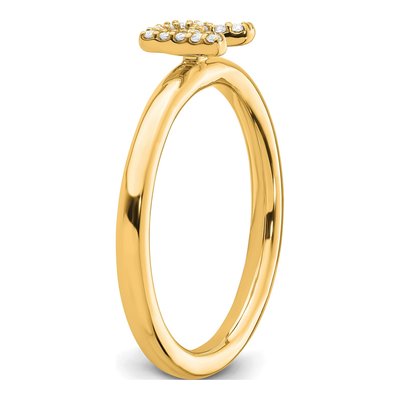 14K Yellow Gold 1/15 ct tw Diamond Initial R Ring – view 6