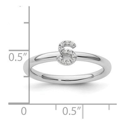 14K White Gold 1/20 ct tw Diamond Stackable Initial S Ring – view 2