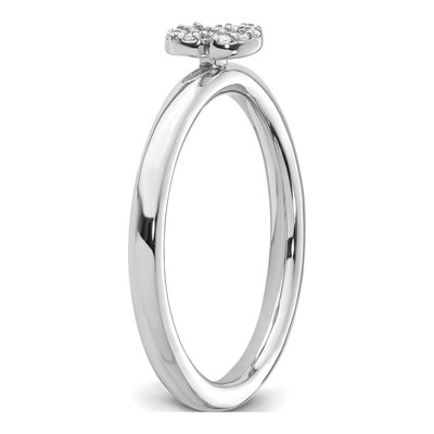 14K White Gold 1/20 ct tw Diamond Stackable Initial S Ring – view 6