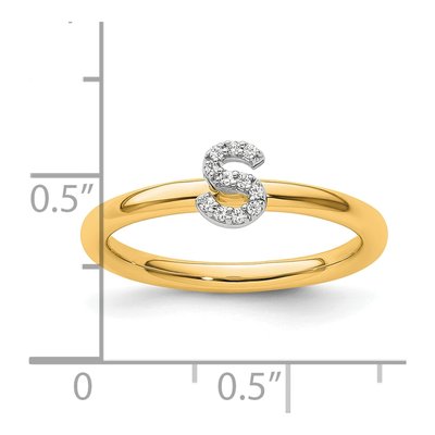 14K Yellow Gold 1/20 ct tw Diamond Initial S Ring – view 2