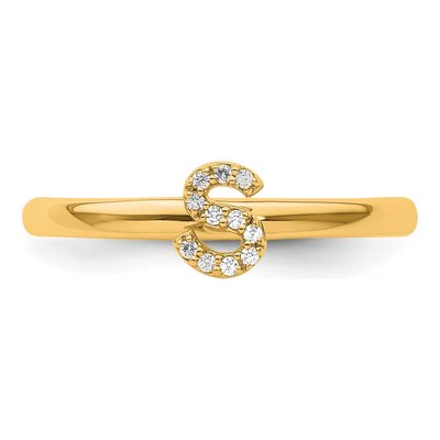 14K Yellow Gold 1/20 ct tw Diamond Initial S Ring – view 4