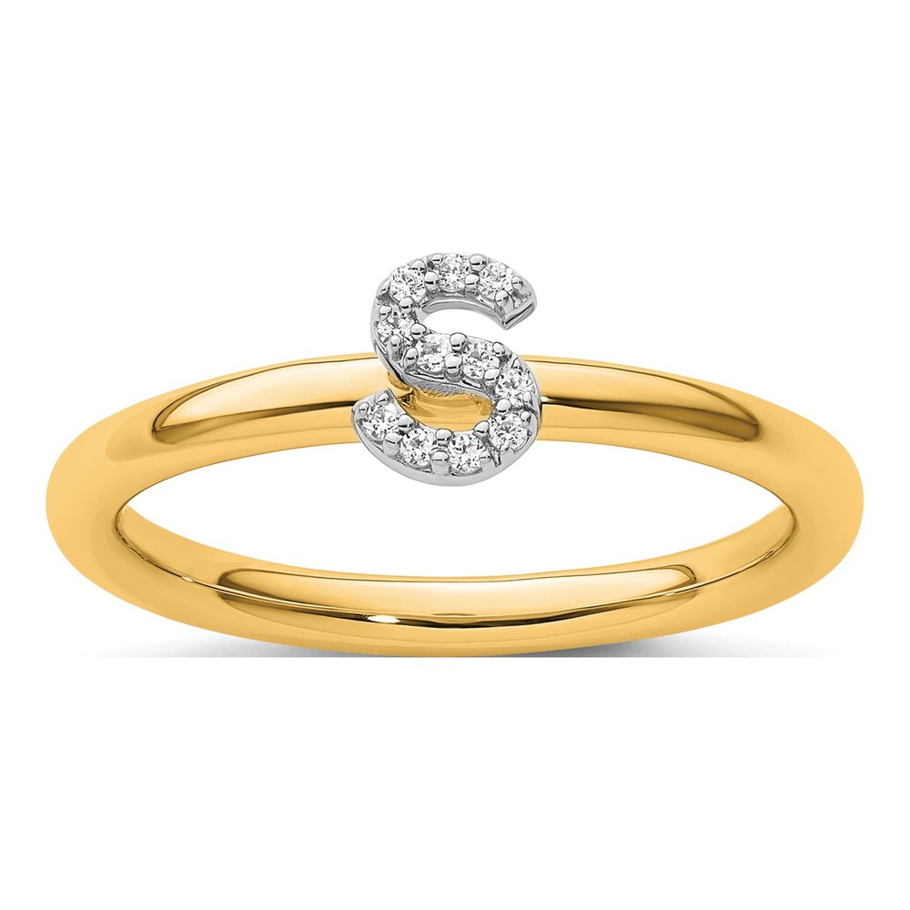 14K Yellow Gold 1/20 ct tw Diamond Initial S Ring