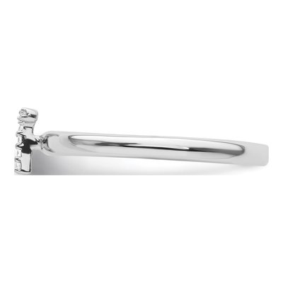 14K White Gold Diamond Stackable Initial T Ring – view 3