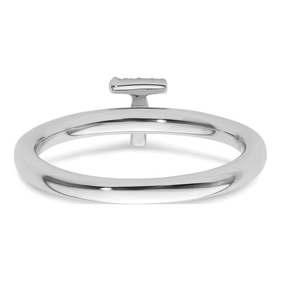 14K White Gold Diamond Stackable Initial T Ring – view 5
