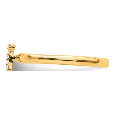 14K Yellow Gold Diamond Stackable Initial T Ring – view 3
