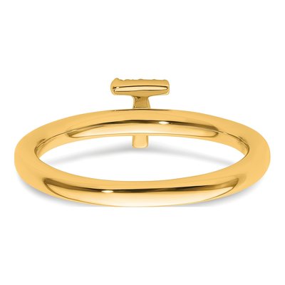 14K Yellow Gold Diamond Stackable Initial T Ring – view 5