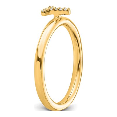 14K Yellow Gold Diamond Stackable Initial T Ring – view 6