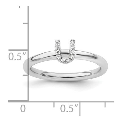 14K White Gold 1/20 ct tw Diamond Stackable Initial U Ring – view 2