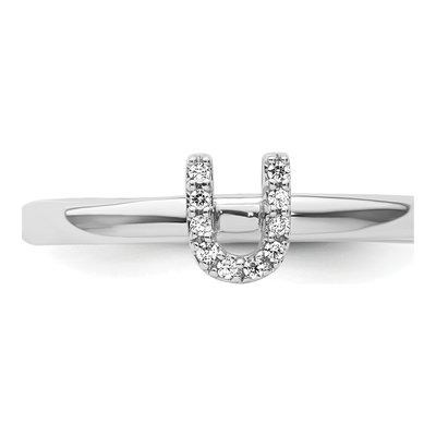 14K White Gold 1/20 ct tw Diamond Stackable Initial U Ring – view 4