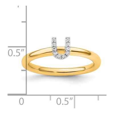 14K Yellow Gold 1/20 ct tw Diamond Initial U Ring – view 2